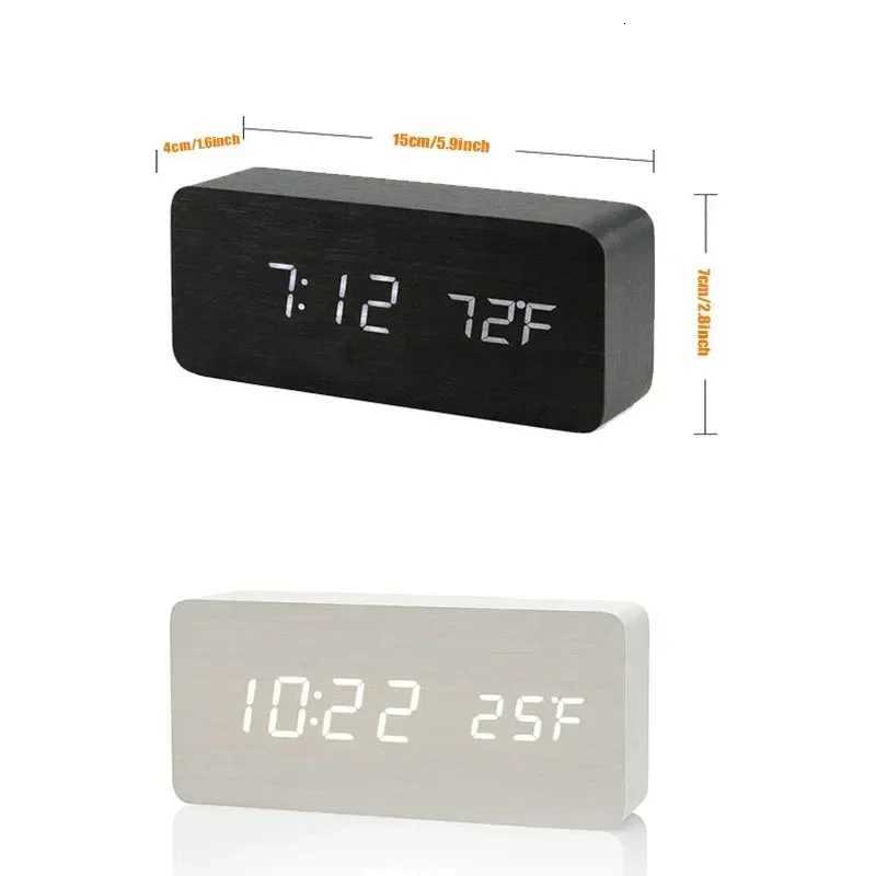 Digital Alarm Clock Wooden LED Table Clock with Temperature for Bedroom Office Travel Desk Decorations M251205 - view 7