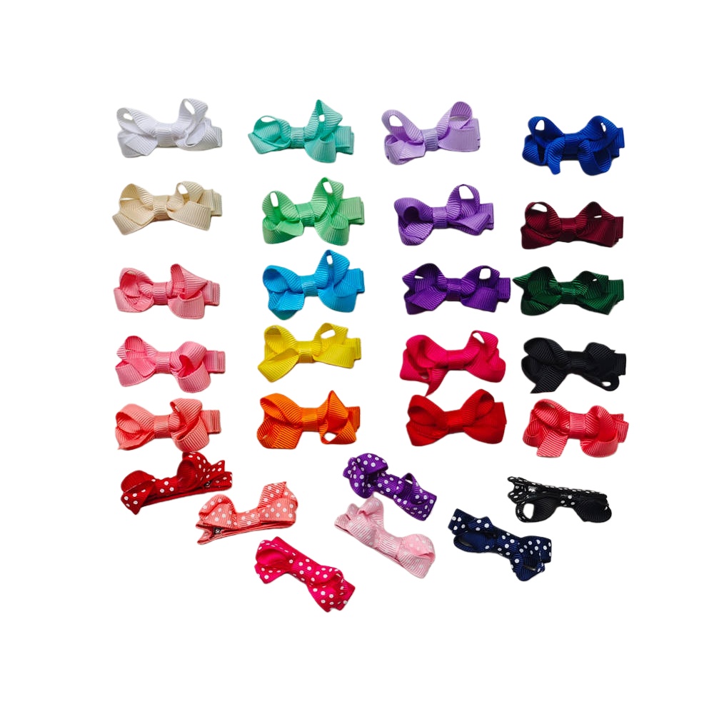 100PCS Wave Point Dot Hair Bow Side Clip Baby Girl Mini 2 Inch Hairbows Hairpins Grosgrain Ribbon Boutique Bowknot Alligator Hairgrip Headwear Wash Fa