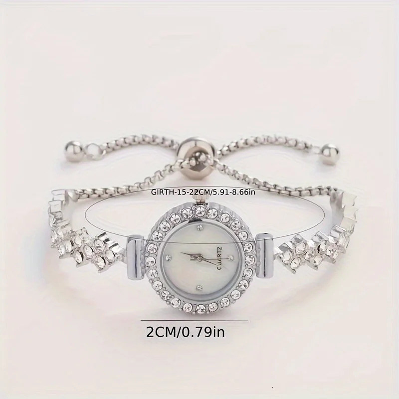 1 piece of elegant womens quartz watch paired with ious rhinestone embellishment - gold simulated bracelet 251128