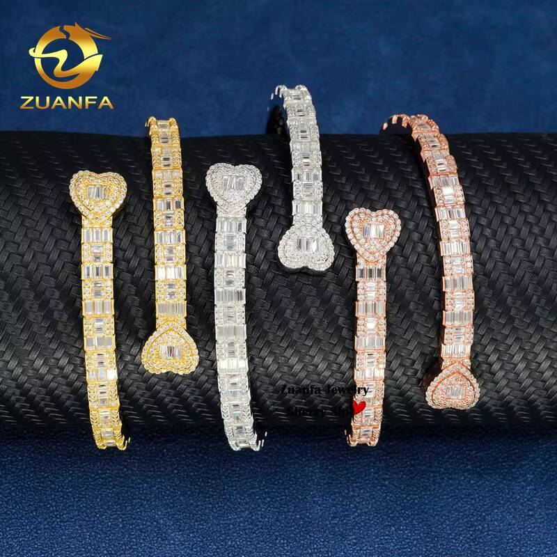 Ready to Ship Baguette Design Solid Silver High Quality Drop Shipping Iced Out Moissanite Hip Hop Jewelry