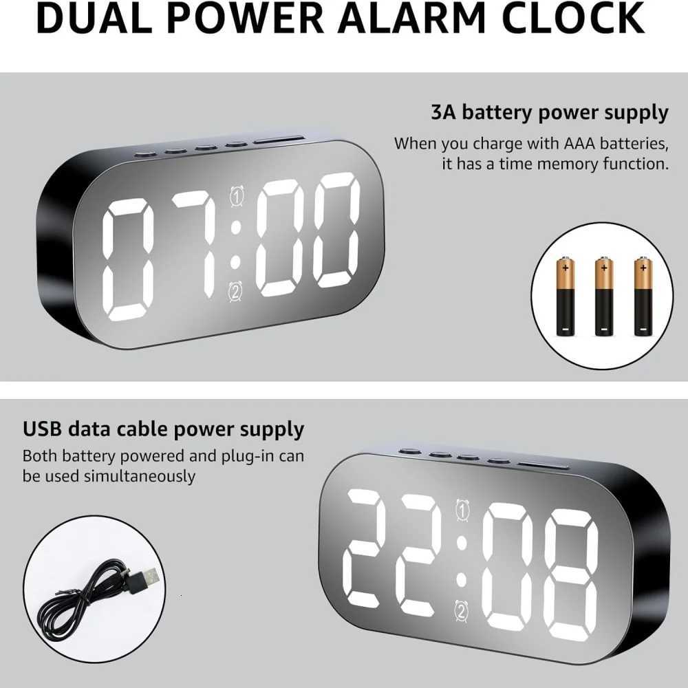 LED Digital Table Clock - Multifunctional Electronic Alarm ClockDisplay Time/Date/Cycle/Temperature for Desk/Bedroom Clock M251205 - view 4