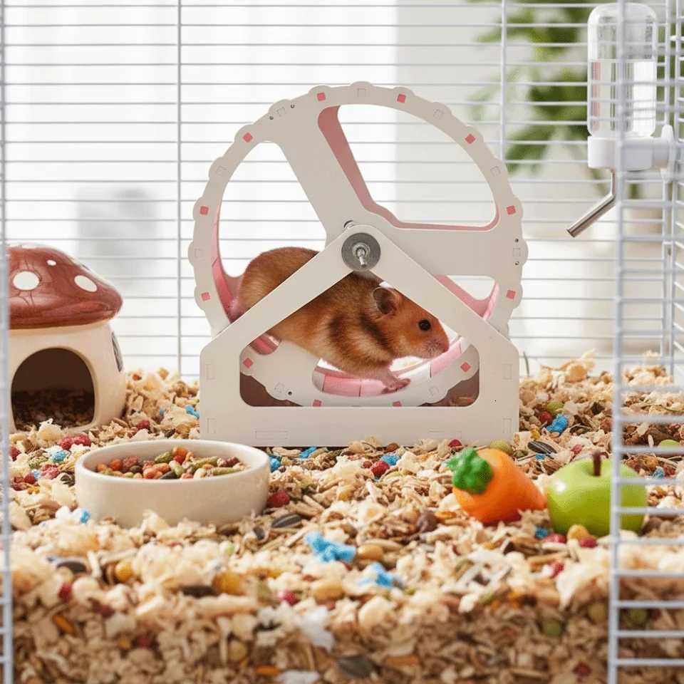Pet Accessories Plastic Hamster Running Wheel Stable Base Colorful Rodent Running Wheel Silent 21cm Exercise Wheel Pet Exercise M251205