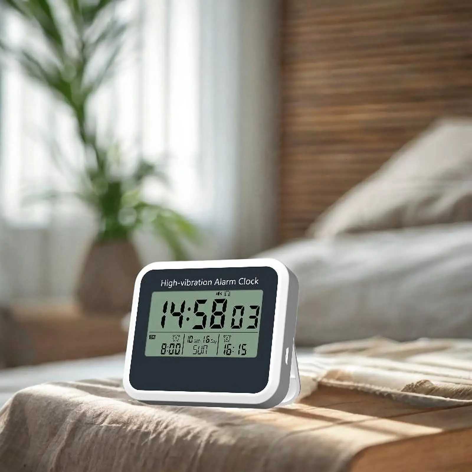 Digital Display Alarm Clock Bedside Clock Decorative Vibrating Alarm Clock Silent for Study Cabinet Farmhouse Office Decoration M251205