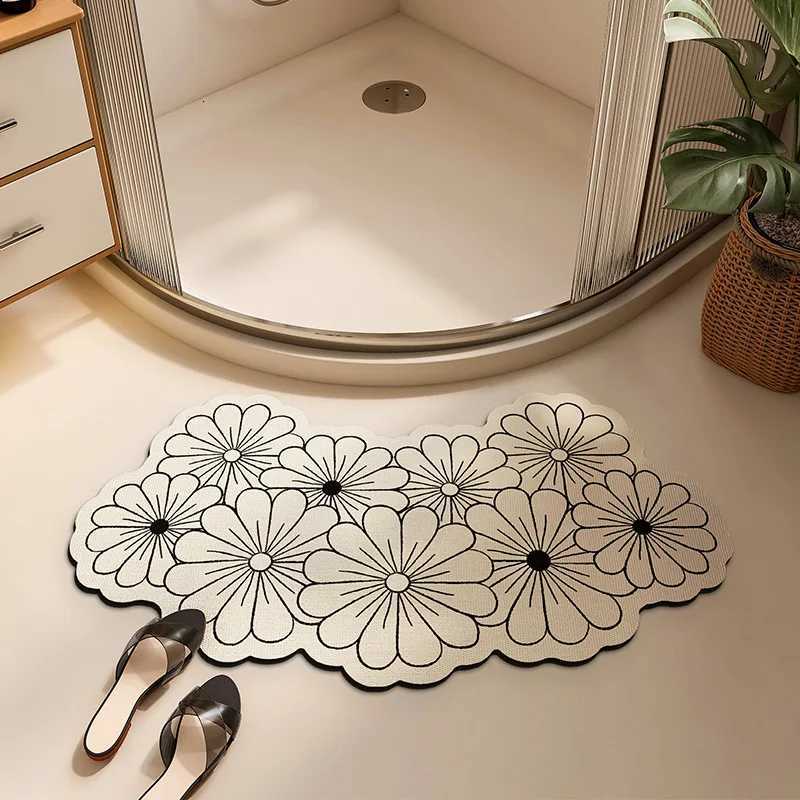 Fan Shape Toilet Bathroom Rug Shower Mat Anti-slip Diatom Mud Mat Entrance Carpet Anti-slip Curved Floor Mat H251205