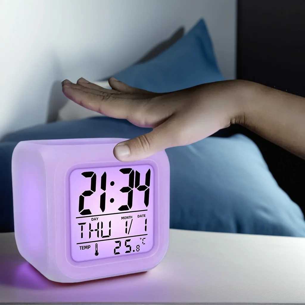 Colorful Cube Alarm Clock - Creative Luminous Home Desk Clock with Color Changing Feature M251205
