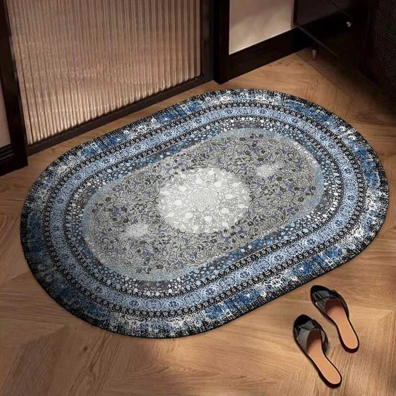 Retro French bathroom bathroom door diatom mud water absorption non-slip door mat foot pad toilet quick-drying carpet H251205