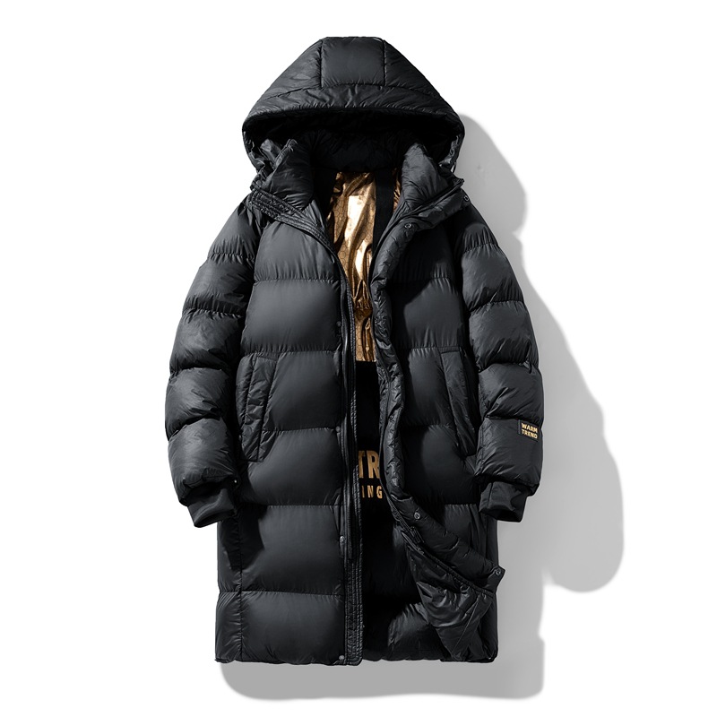 Graphene Mid-Length Cotton Coat for Men: Winter Hooded Casual Padded Jacket, Plus Size, Thickened Warmth, Loose Fit Outerwear