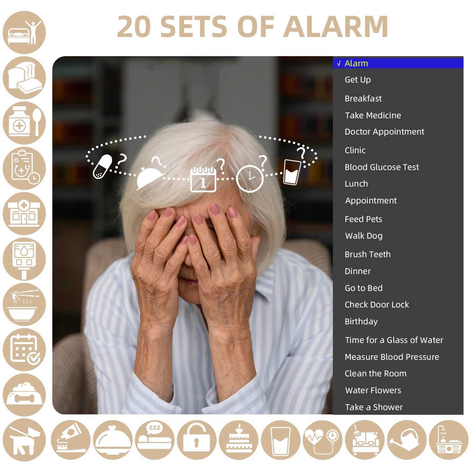 21 Alarms Digital LED Calendar Clock with Multi-Languages to display Medicine Time Reminder for ElderHome Desk Wall Decoration M251205 - view 4