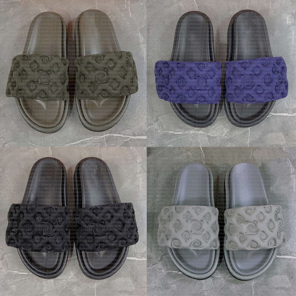 Designer Slippers Pool Pillow Slides Summer Cotton Fabric lvsliness Leather Casual Shoes Man Black Scuff Flat Sandals Mules Sunset Padded Women Fashion 35-45