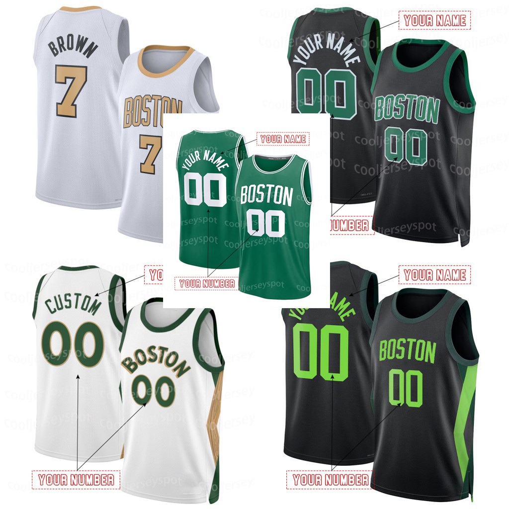 Custom 2025-26 City Basketball Jersey 7 Brown 0 Tatum 9 White 11 Pritchard 30 Hauser Queta Horford BIRD 100% Stitched Embroidered Letter Number