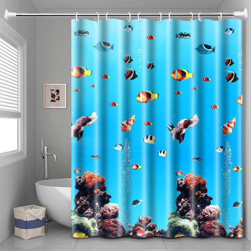 YL-37891 Bathroom Shower Curtain Waterproof and Mildew-proof Set, No Drill Required, Partition Curtain, Hanging Curtain, High-end Bathroom Curtain
