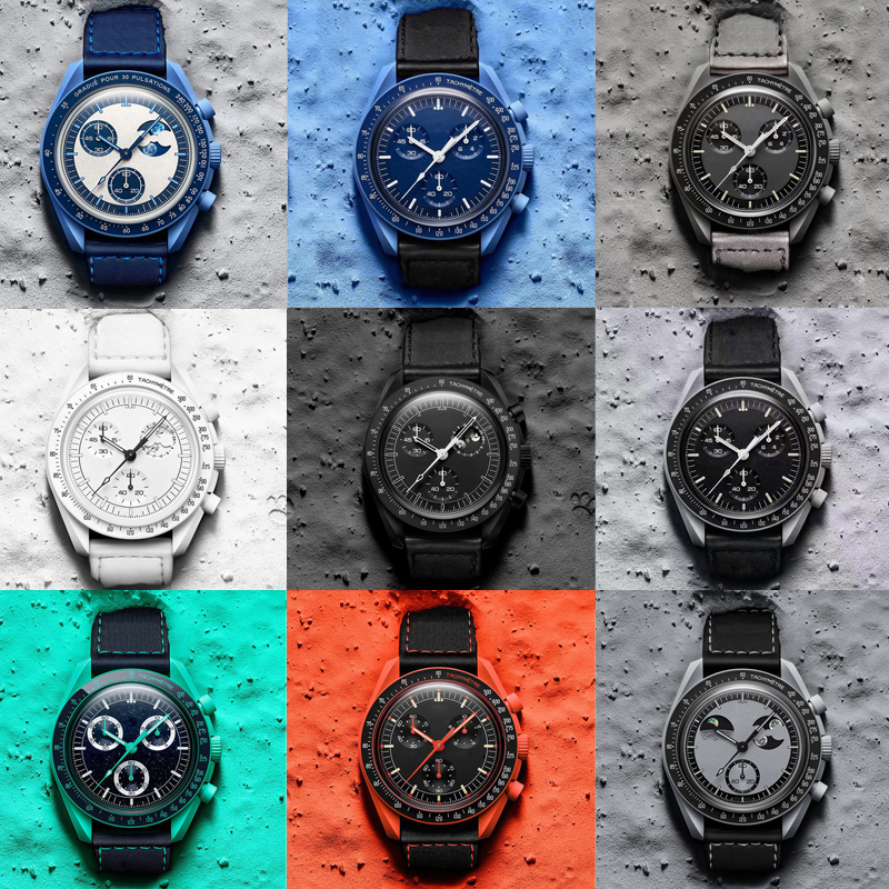 Bioceramic Planet Moon Mens Watches Full Function Quarz Chronograph Movement Watches High quality Luxury Watch Watchs Limited Edition Master Wristwatches
