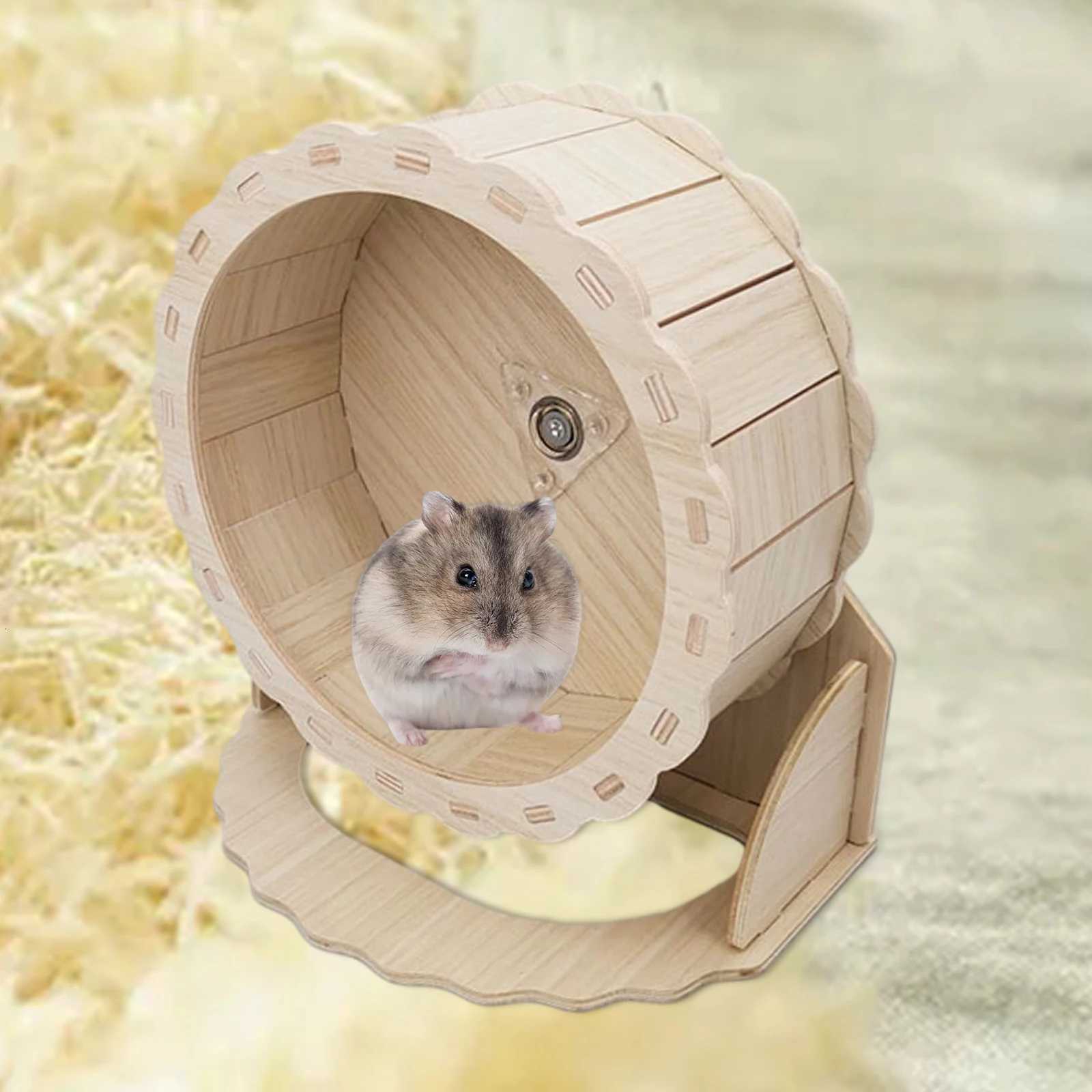 Hamster Wooden Running Wheel Toys Exercise Wheels for Gerbils Syrian Hamster Pet Hamster Running Wheels Stand Cage Accessories M251205