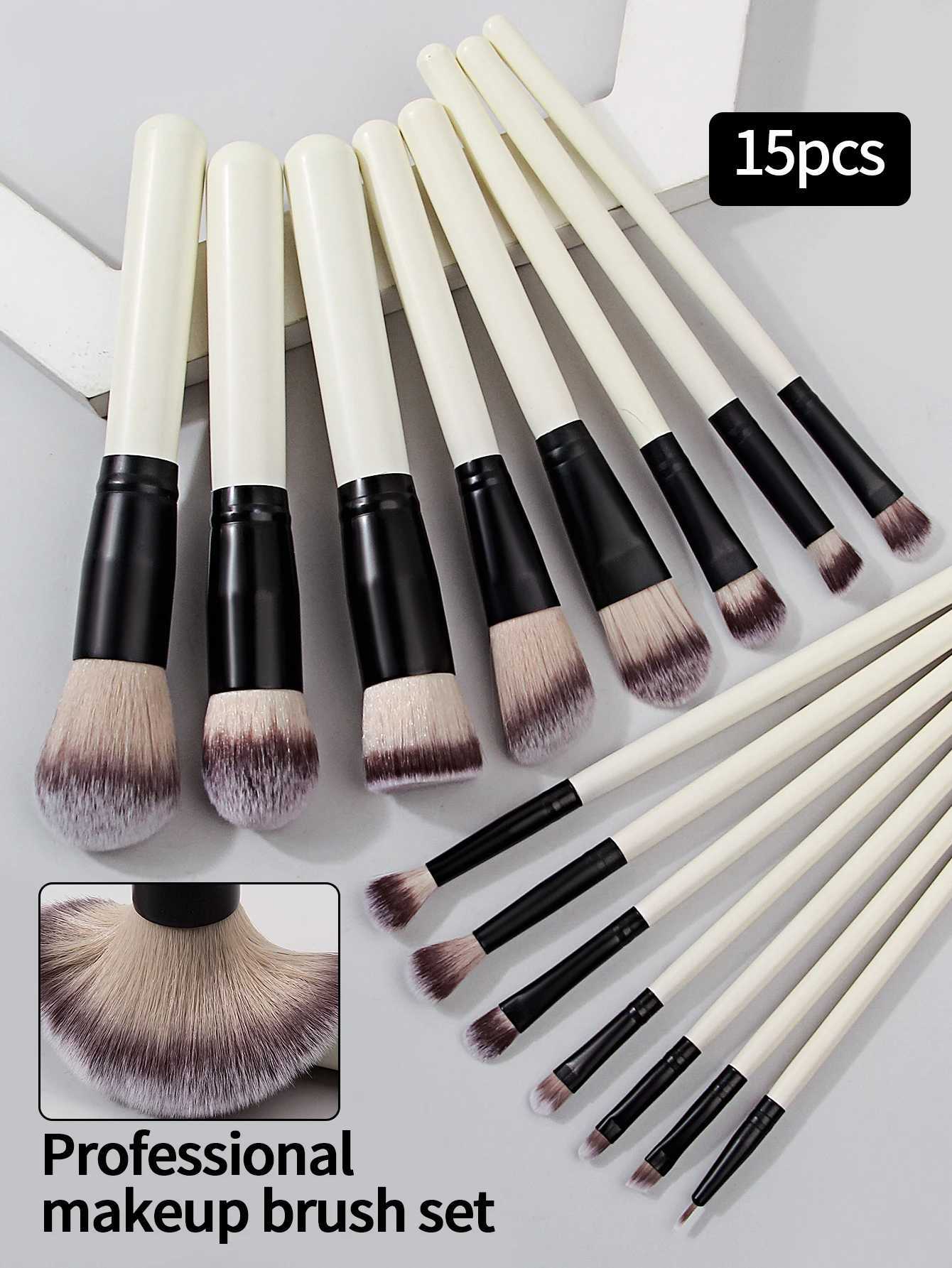 15Pcs Premium Makeup Brushes Set Foundation Brush with Eyeshadow Details Brushes Soft Bristle for Travel School BeginneT251205