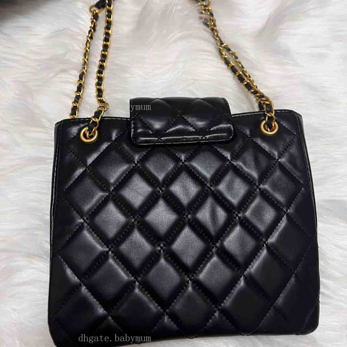 retro classic square bag large grid women shoulder chain bag elegant crossbody bag big black gold cc tag luxury purse