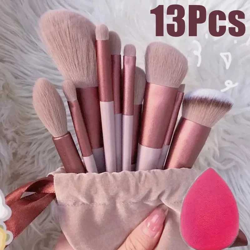Wholesale 14 PCS Makeup Brushes Set Eye Shadow Foundation Women Cosmetic Brush Eyeshadow Blush Beauty Soft Make Up Tools BagT251205