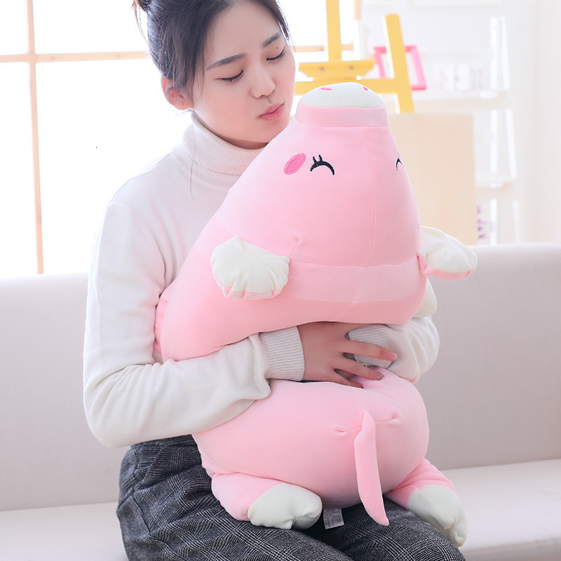 Giant Piggy Doll Pink White Lying Sleepy Plush Animal Toy Ultra Soft Squishy Down Cotton Stuffed Children Gift 210728