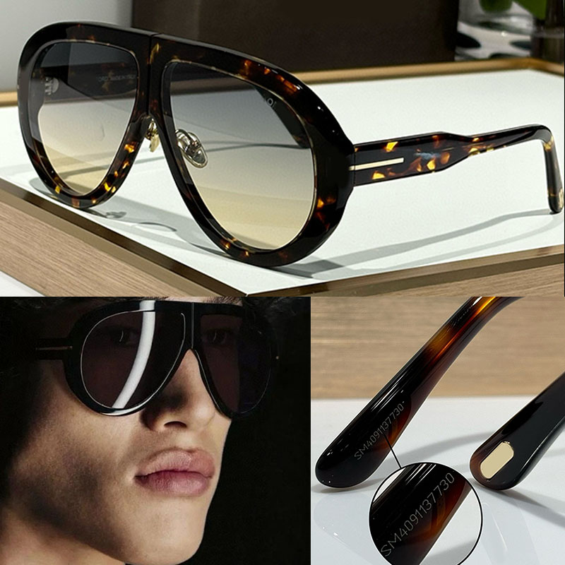 Oversized TF836 Lady Men Oval Acetate Eyewear Retro Classic Oval Sunglasses Frame Decorative Metal Lines