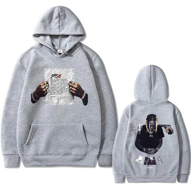 Rapper Lil Durk Double Sided Print Hoodie Mens Regular fit Autumn fleece hoodie Long Sleeve Fashion Streetwear Clothe SportwearXJ251205