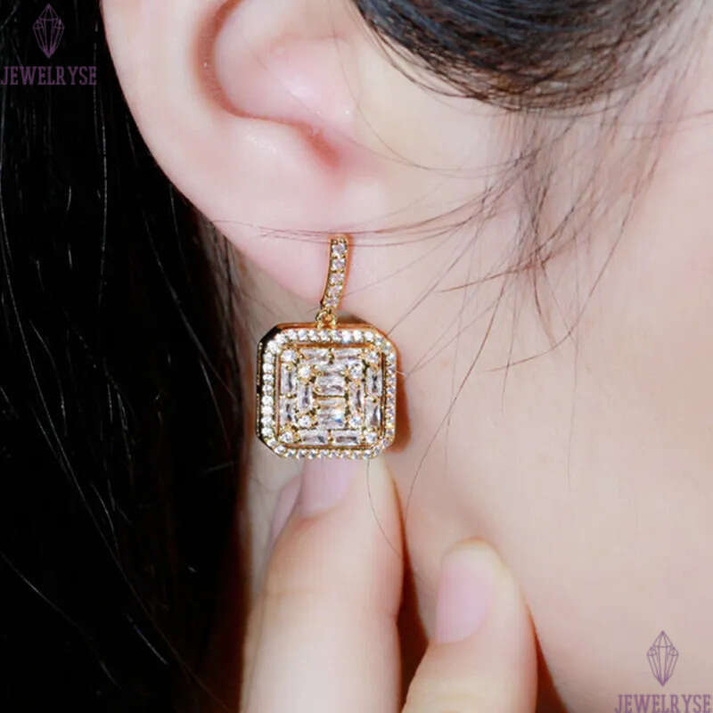 Luxury designer earring Jewelry Square 925 Silver Post Charm Earrings AAA Cubic Zirconia Copper 18k Gold White CZ Earring For Women Party Girls Valent