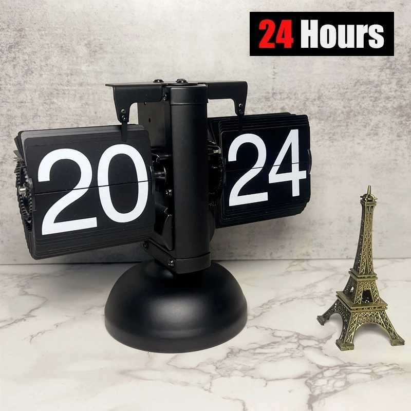 Mordern Automatic Page Retro Flip Down Clock 24 Turning Battery Powered Home deco Desktop Decoration Flip Page Clock 12H 24H M251205