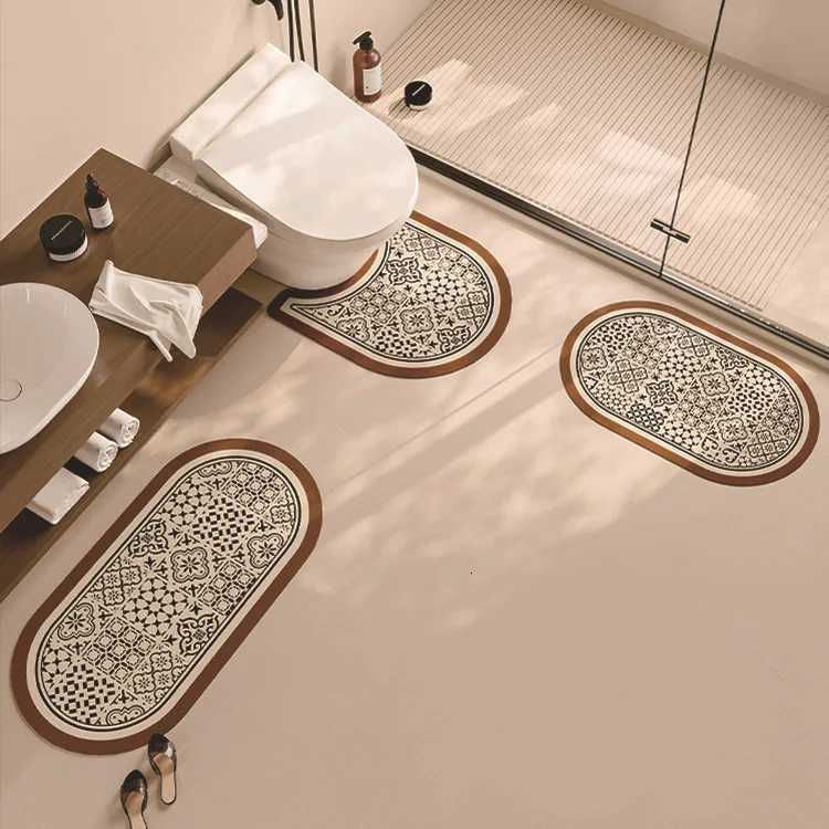 VIKAMA 3Pcs Bathroom Toilet Floor Mat Entry Door Bathroom Anti-Slip Absorbent Carpet Three-Piece Set Home Decoration H251205