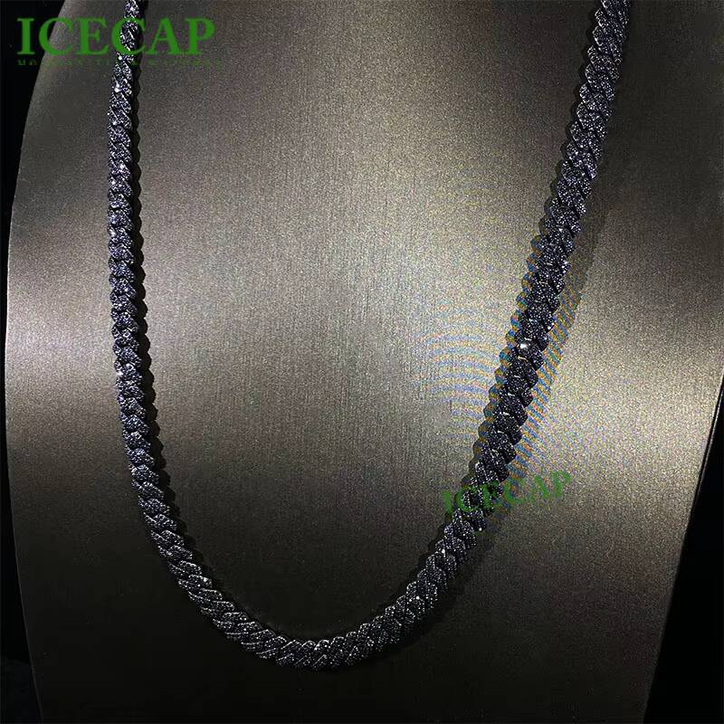 Mossanite Diamond Cuban Link Black Moissanite Jewelry Cuban Link Chain Bracelet Chain Moissanite Cuban Link