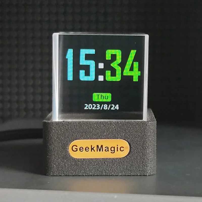 GeekMagic GIFTV Crystal Cube Photo Display Holographic Desktop Smart Weather Station Digital Clock with GIF Animations Album M251205