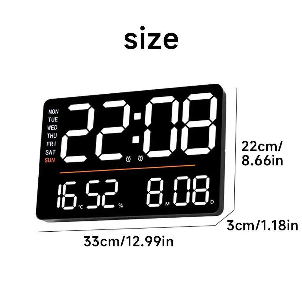 1pc modern large screen LED multifunctional digital alarm clock Multi functional display of humidity temperature week date M251205 - view 3