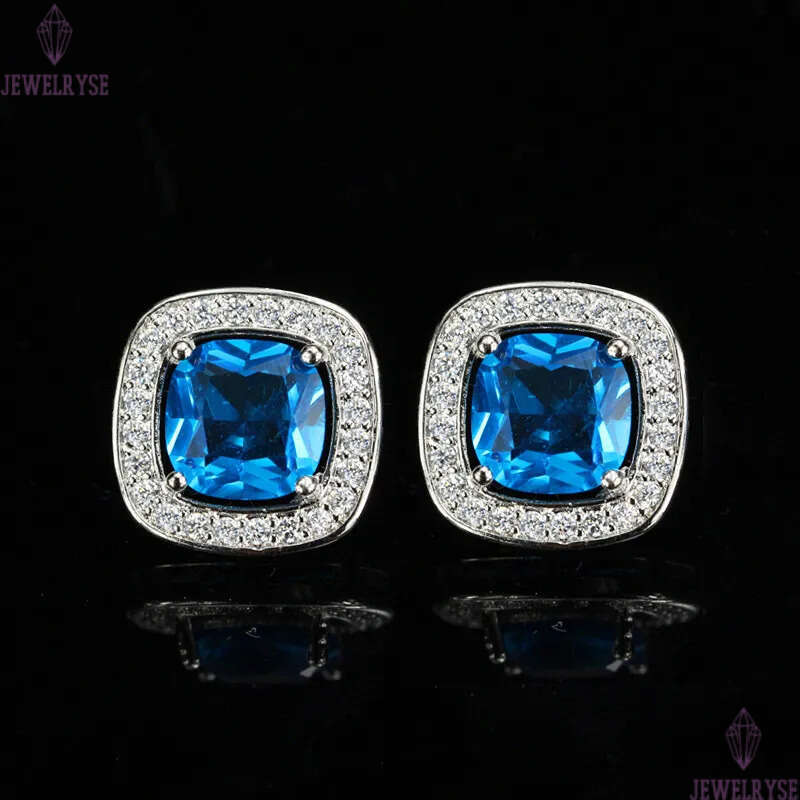 Multicolor Square Stud earring designer for women Party AAA Cubic Zirconia Designer Earringsopper Jewelry White Blue Red Diamond Silver Gemstone Earri