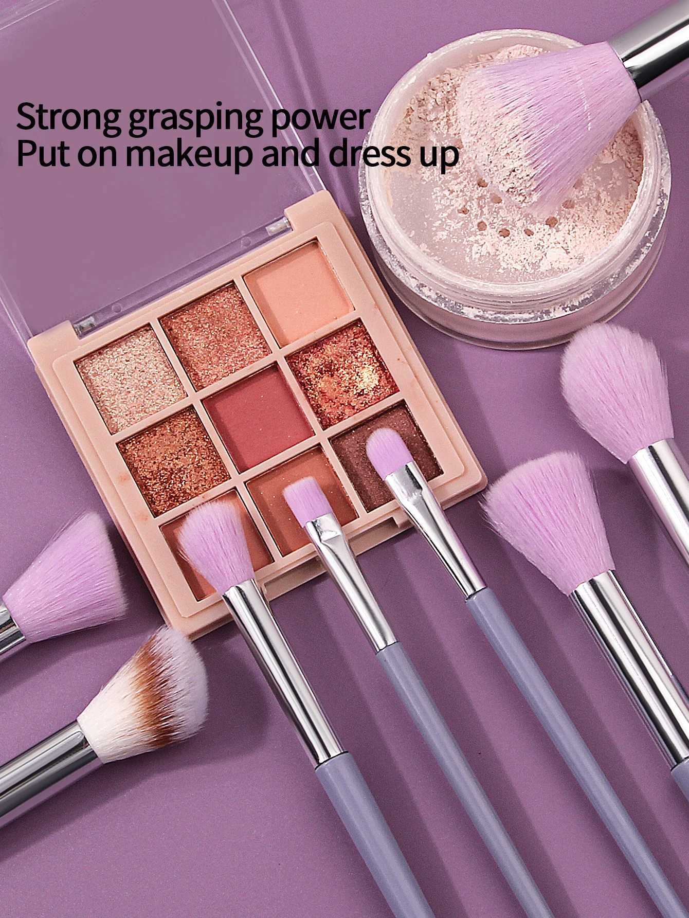 The 17-piece purple makeup brush set includes a multi-functional facial makeup brush/sponge egg/fan-shaped powder puffT251205