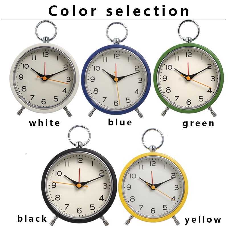 European style metal snooze alarm clock with simple hanging ring quartz desk clock creative luminous student pointer clock sn M251205 - view 4