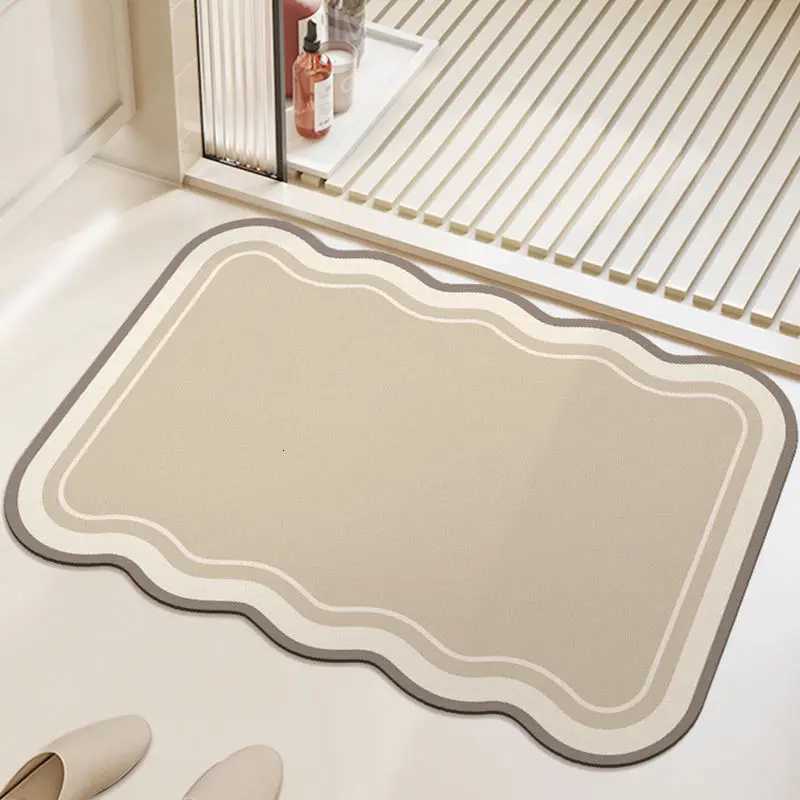 Creamy style Bathroom Diatom Mud Floor Mat Toilet Non-slip Foot Mat Household Water Absorption Quick Drying Anti-drop Sof H251205