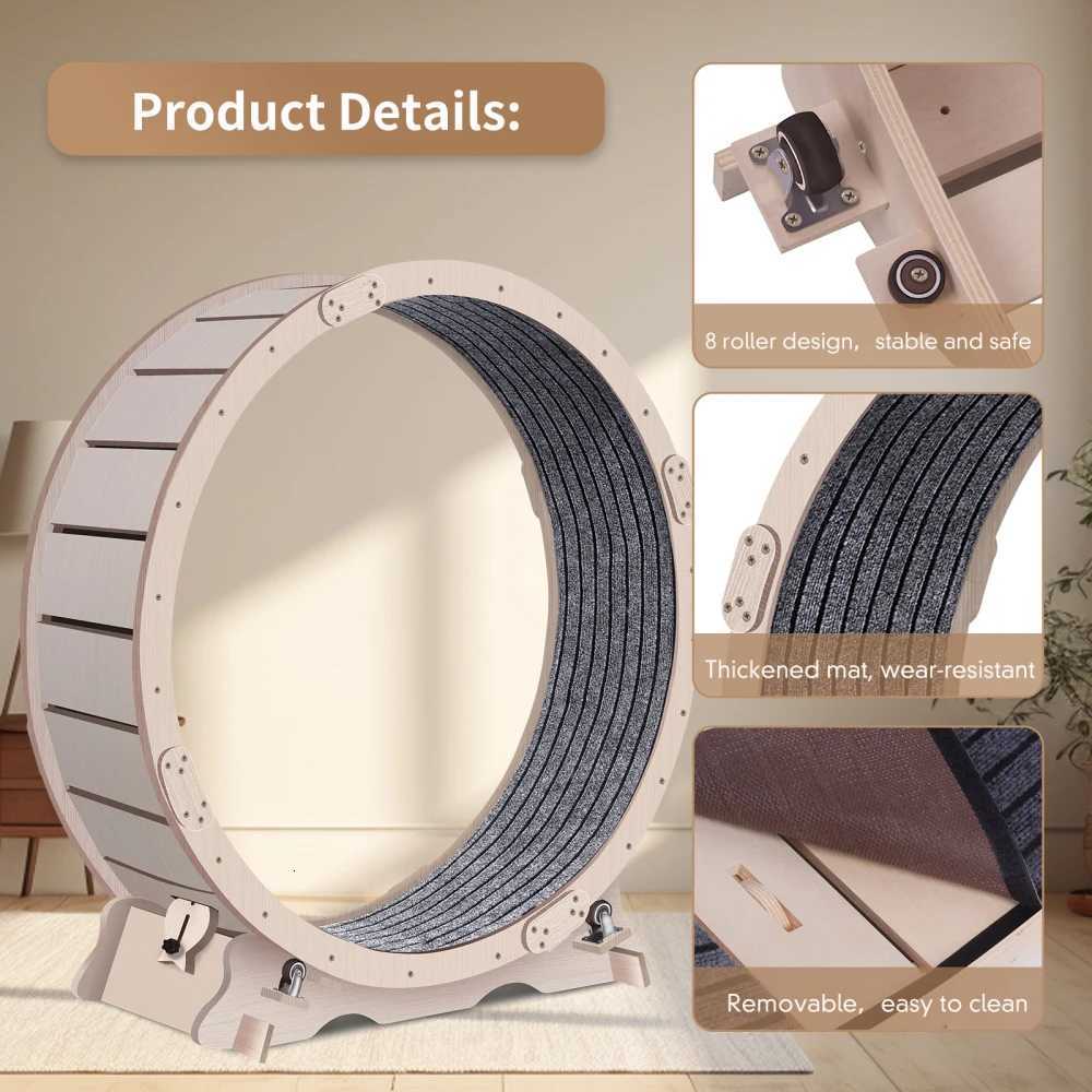 Cat Exercise Wheel For Indoor Cats Cat Running Wheel With Carpeted Runway 41 Natural Wood Color M251205
