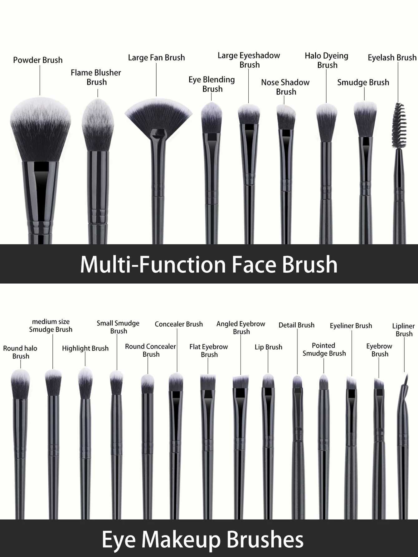 40Pcs Black Makeup Brushes Set Professional Makeup Kit Multi-functional Makeup Tool Set with Facial Makeup AccessoriesT251205