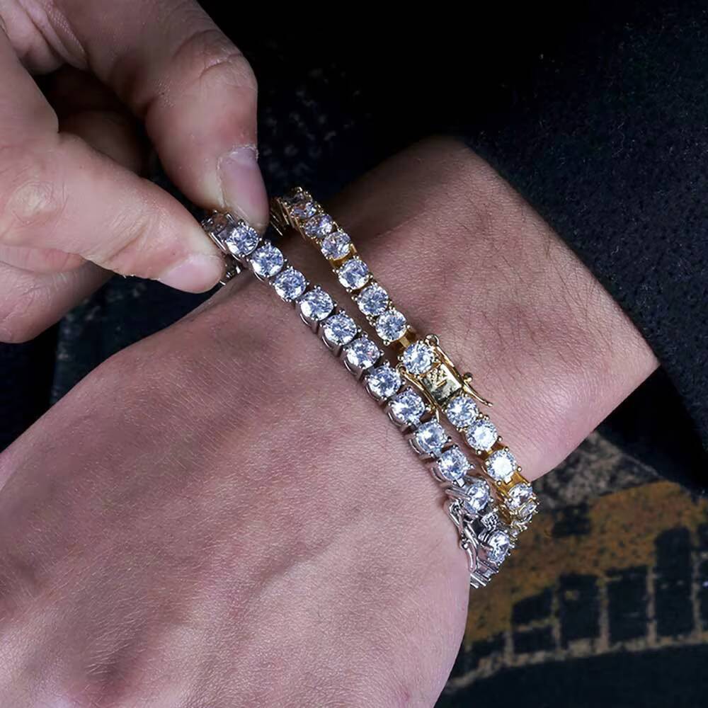 Hot Sale 925 Sterling Silver Tennis Bracelet Rose Gold Plated Round Brilliant Cut VVS Moissanite Jewelry for Women and Men