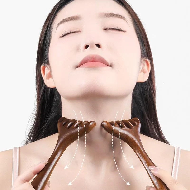 Wooden Meridian Massage Comb Anti-static 6-Claw Head Massager BGua Sha Tool Head Massage Brush AMS05 251204