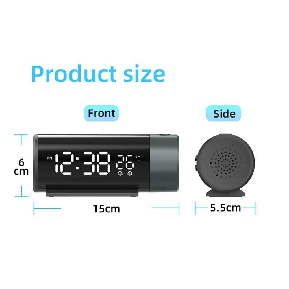 Projection Digital Alarm Clock with 180 Rotatable Projector Clear LED Display4-Level Brightness Dimmer for Bedroom M251205 - view 7