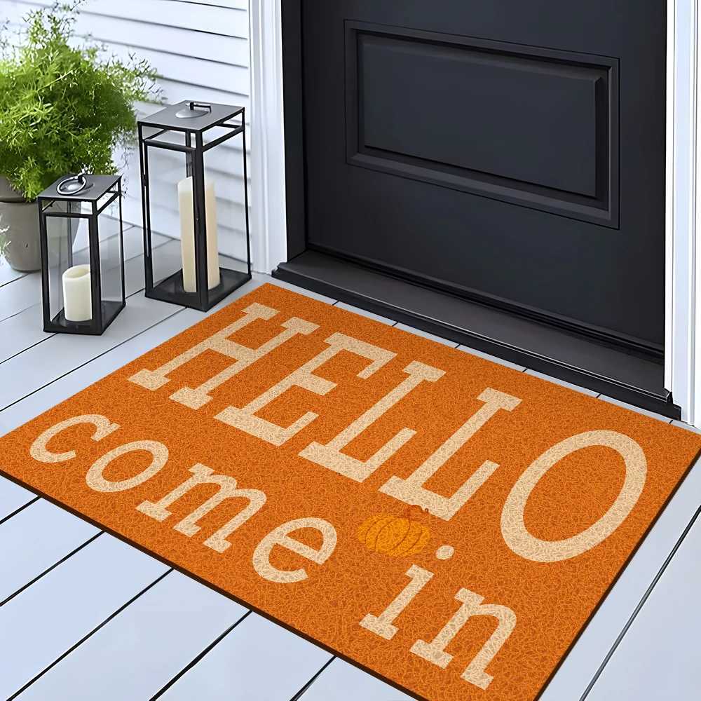 Pumpkin Floor Mat Hello Floor Mat Cute Entrance Floor Mat Orange Corridor Carpet H251205