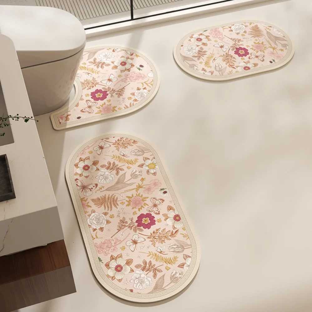 VIKAMA Nordic Flower Pattern Carpet For Home Decoration Highly Absorbent Dirt-Resistant Bathroom Non-Slip Floor Mat Set H251205