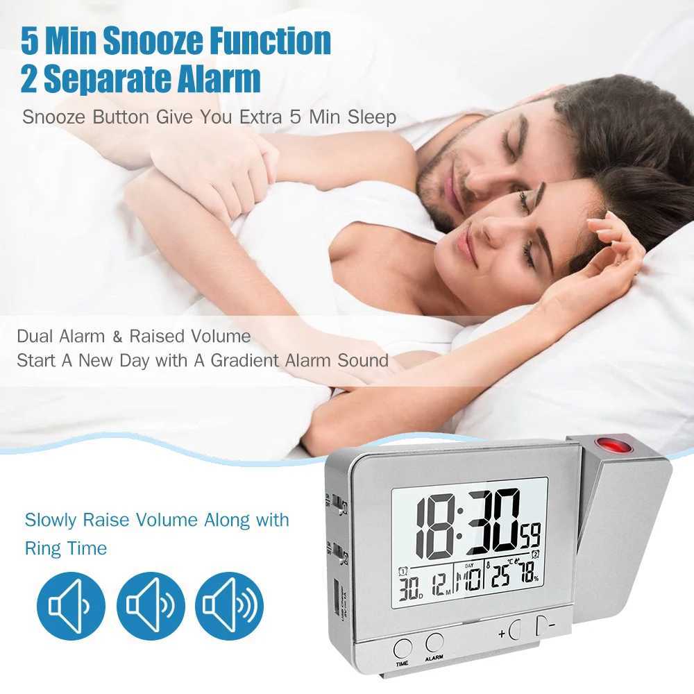 Projection Alarm Clock for Bedroom with Thermometer Hygrometer Digital Ceiling Clock Dimmable LED Display with USB Charger M251205 - view 7