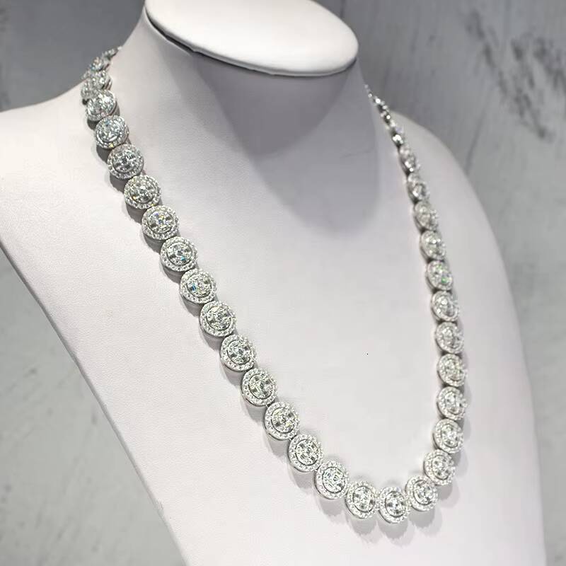 Hip Hop Chain VVS Moissanite Tennis Chain 13mm Width Iced Out VVS Cluster Tennis Chain Moissanite