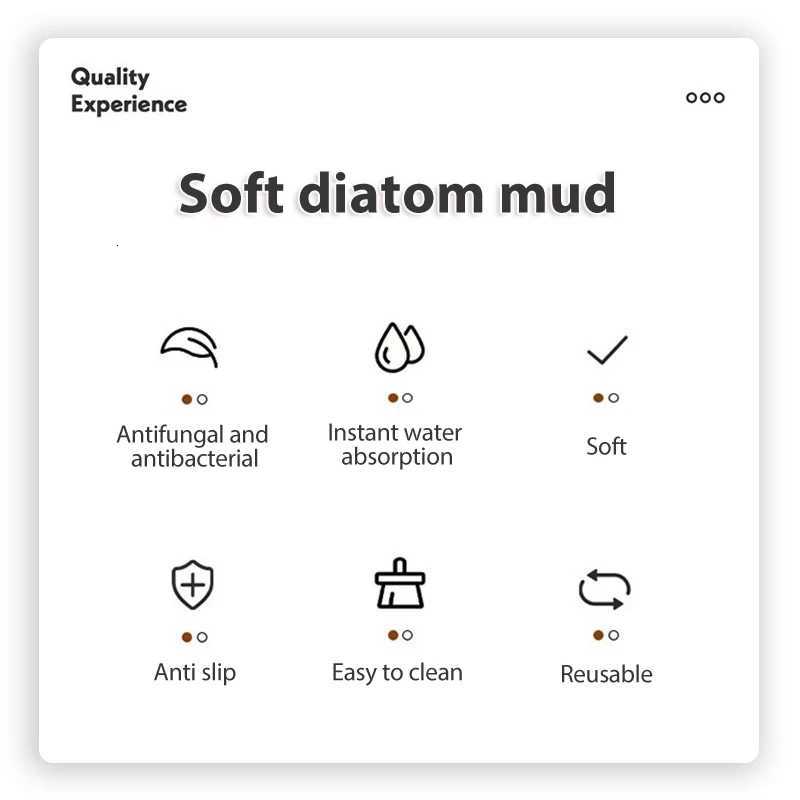 Diatomaceous Earth Bath Mat Bathroom Super Absorbent Bathroom Rugs Anti Slip Quick Dry Shower Toilet Pad Doormat Washable H251205