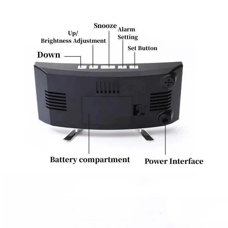 Mirror Digital Alarm Clock Temperature Date 2 Levels of Brightness Adjustment Snooze Table Clock 12/24H Night Mode LED Clock M251205 - view 6