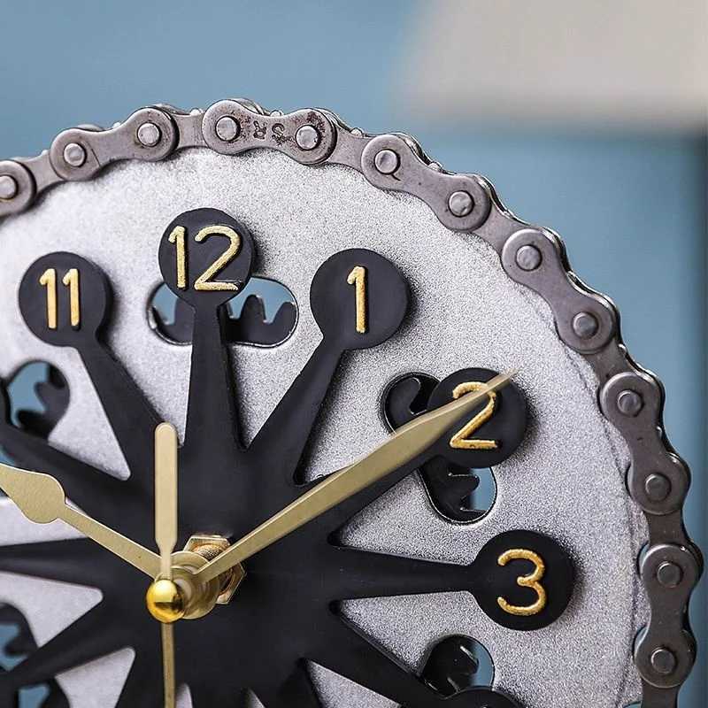 Vintage Rotating Gear Clock Ornament Antique Style Desktop Clocks Living Room Modern Table Decoration Home Vintage Room Decor M251205 - view 3