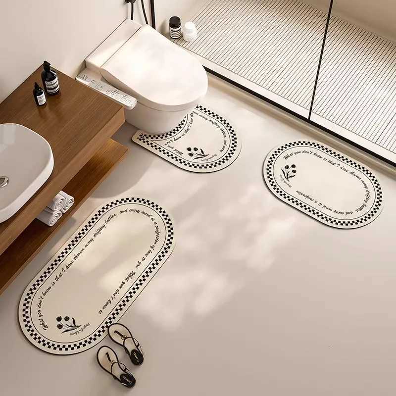 VIKAMA 3-Piece U-Shaped Toilet Edge Rug Bathroom Water Absorbing Foot Mat Toilet Room Anti-Slip Carpet Home Decoration H251205