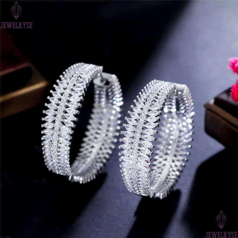 4cm 18k gold hoop earrings designer for woman white AAA cubic zirconia south american copper womens diamond wedding earring luxury jewelry girlfriend 