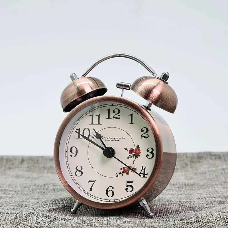 1pc Nordic Retro Metal Alarm Clock Creative Decoration Table Clock Desktop Minimalist Student Bedroom Luminous Clock M251205 - view 6