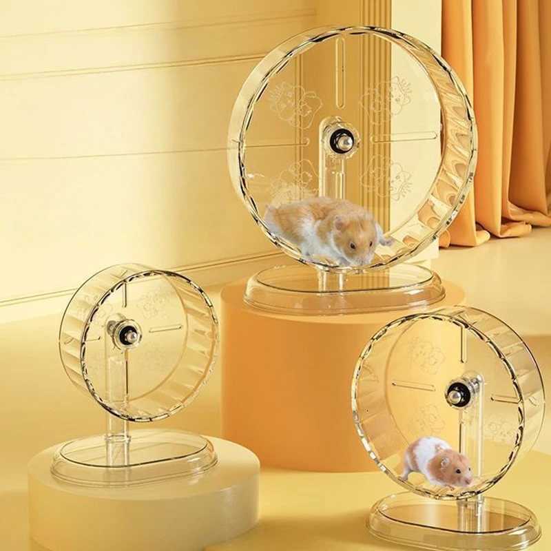 Transparent Hamster Running Wheel Cute Small Pet Golden Bear Sport Toy Silent Free Running Wheel with Bracket Height Adjustable M251205