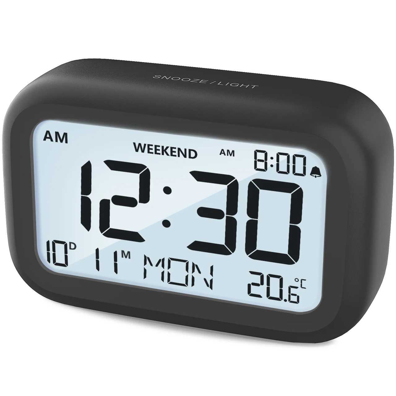 Digital Alarm Clock LCD Alarm Clock Calendar Temperature Humidity Display Electronic Desktop Clock for Home Office Bedroom Decor M251205 - view 3